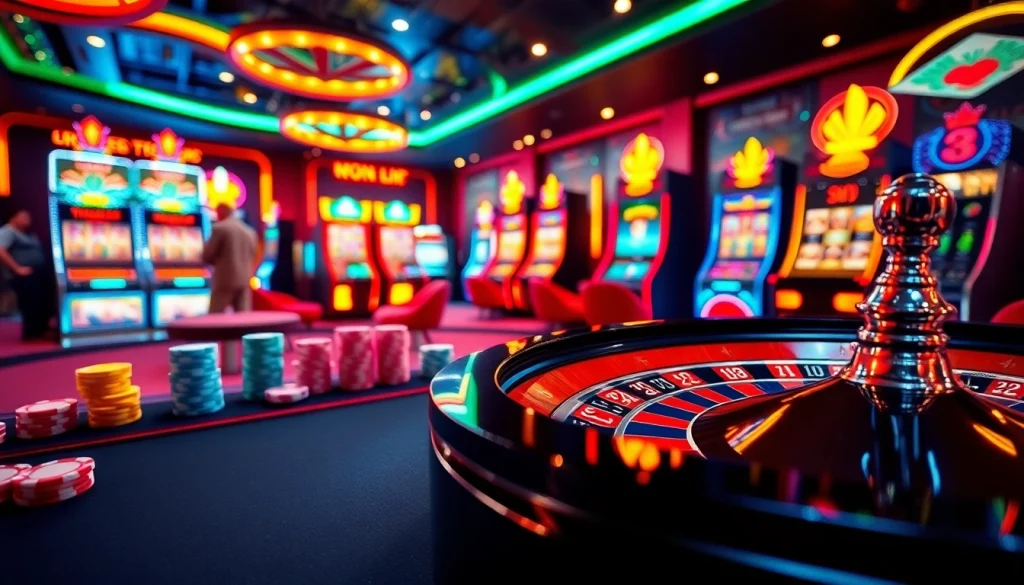 Explore the exciting online casino experience at 79king.com, featuring vibrant poker tables and engaging slot machines.
